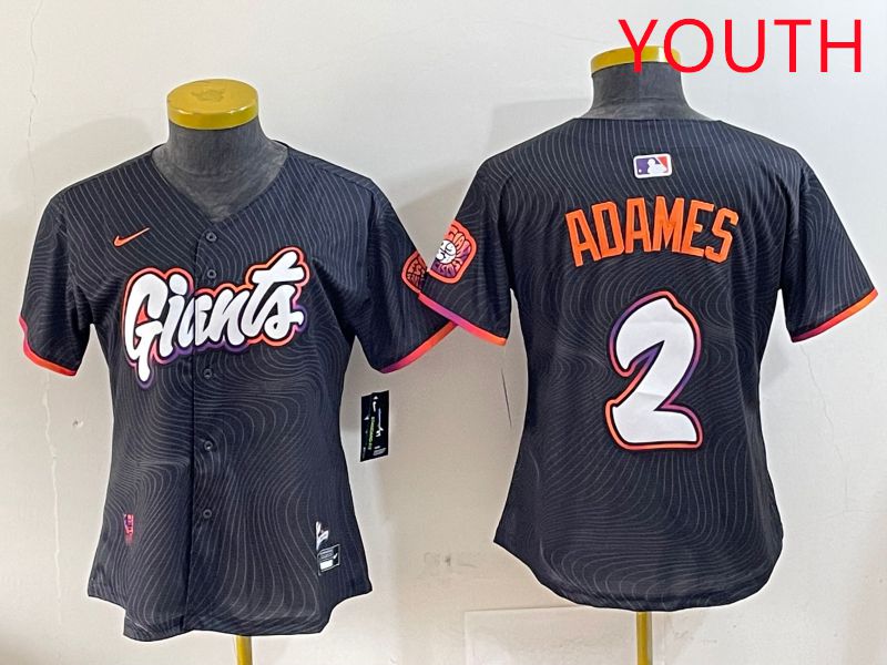 Youth San Francisco Giants #2 Adames Black Joint Name Nike 2025 MLB Jersey style 1